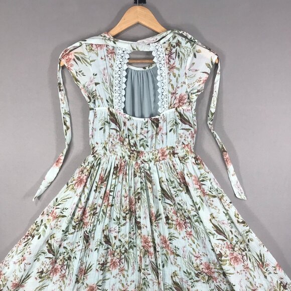 Mia Joy Joyfolie Dress Girl's 10 Green Blue Floral Maxi Boho Peasant Cottagecore - Picture 11 of 15